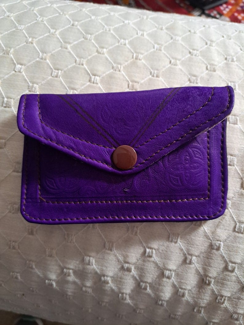 Handmade Moroccan Leather Purse Small Multicolours