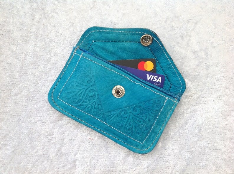 Handmade Moroccan Leather Purse Small Multicolours