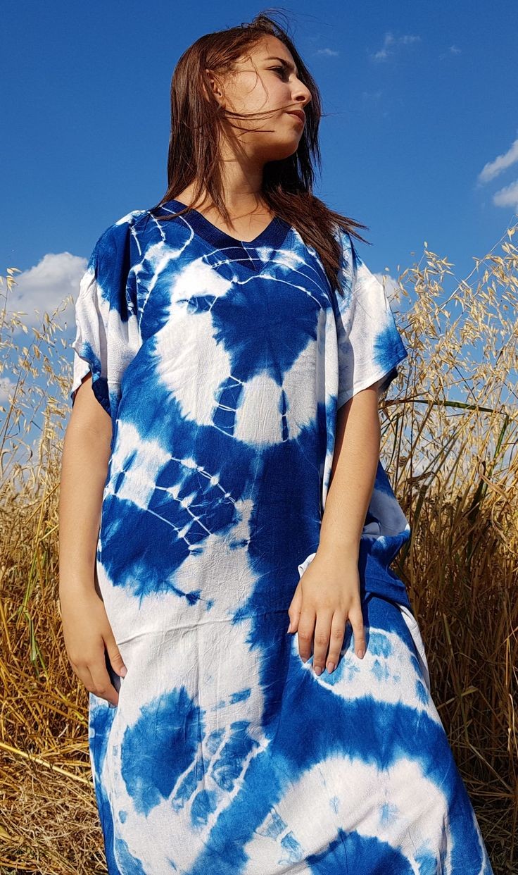 Moroccan Royal Blue Caftan for summer maxi dress