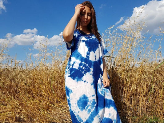 Moroccan Royal Blue Caftan for summer maxi dress