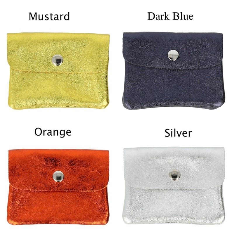 Metallic Leather Coin Purse wallet with zipper card slots, Shiny Leather coin pocket, Gift for Girls, Glitter Small leather Wallet for Mom